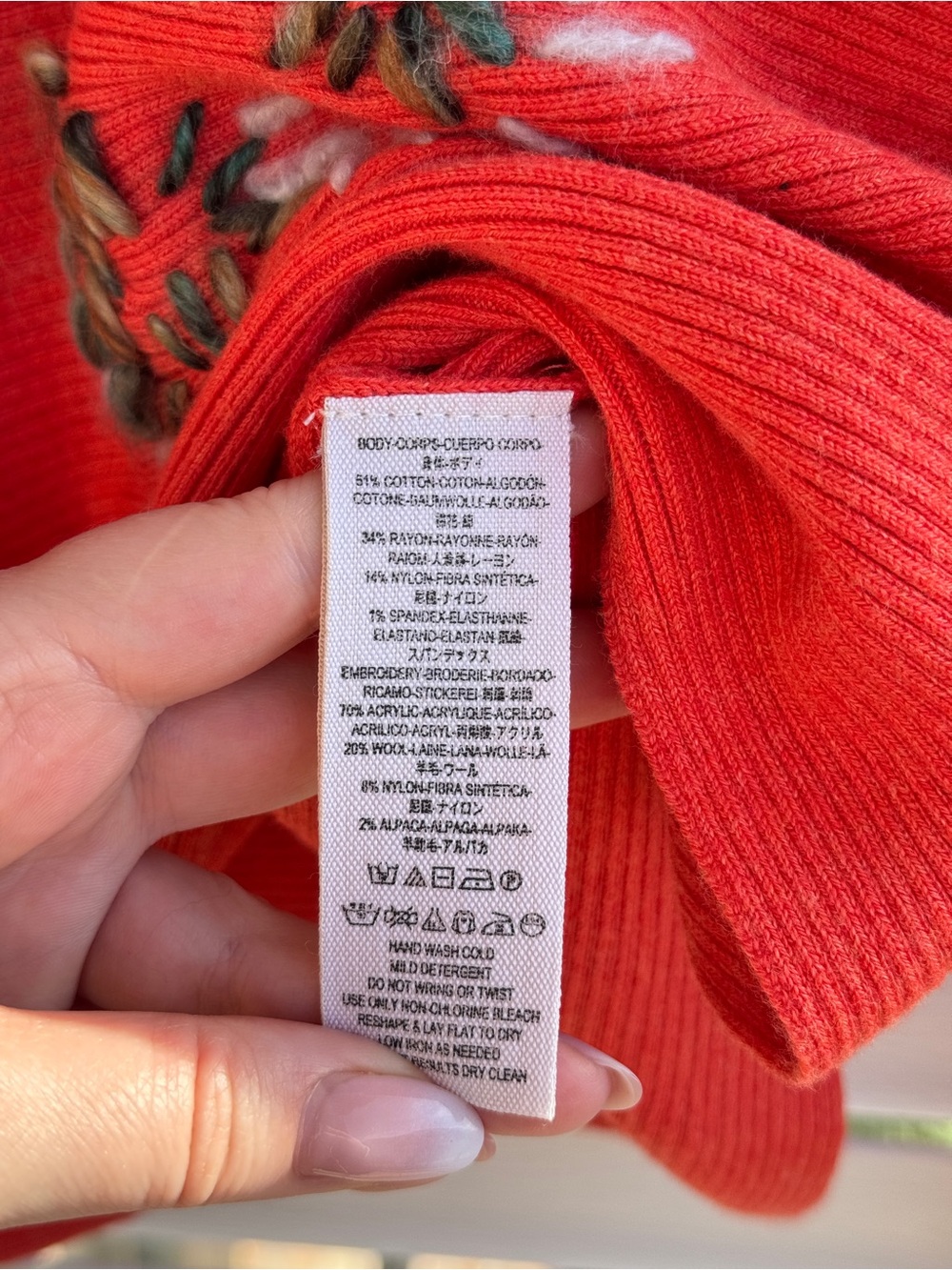 NWT Free People L Bouquet Floral Embroidered Dolman Batwing Sweater Orange $198 - Picture 5 of 12